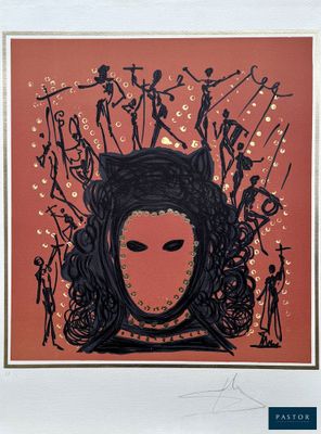 an image of a painting of a woman with many people in the background