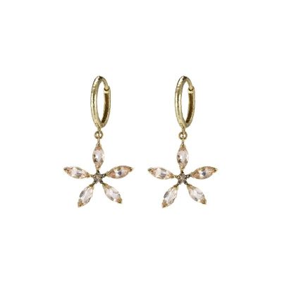 une paire de boucles d'oreilles en or ornées de cristaux transparents