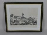 a drawing of a castle in the middle of a field