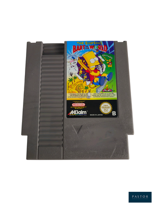 une vieille cartouche de jeu Nintendo sur laquelle figure le personnage des Simpson