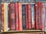 many books that are on a shelf in the room