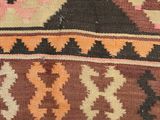 a close up of a colorful rug with a pattern on it