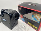 a black camera sitting next to a black box