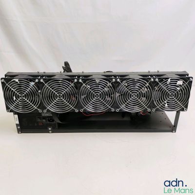 a close up of a cooling unit with four fans on top of it