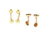 un ensemble composé de trois paires de boucles d'oreilles et d'une chaîne en or