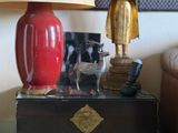 a lamp that is sitting on top of a table