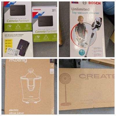 quatre photos différentes d'un carton de mixeur et d'un carton de mixeur