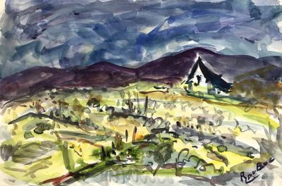 Roland DUBUC (1924-1998), "La maison basque", aquarelle sign…
