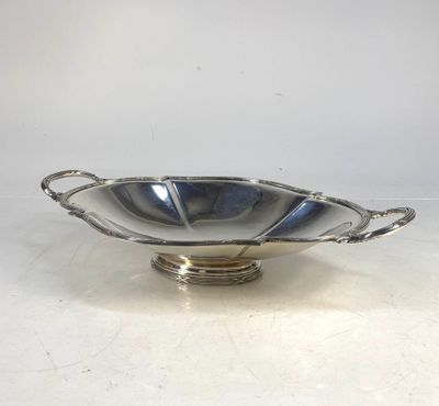 SAGLIER Frères XXème s. : Coupe ovale en métal argenté à déc… - Photo 1