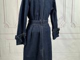 denim trench coat with belt and buttons on a mannequin base