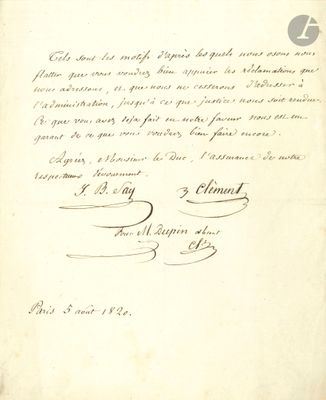 un vieux document sur lequel figurent une lettre manuscrite et une image représentant un cheval