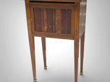 an image of a small wooden table with a drawer on top of it