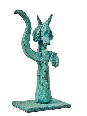 an image of a statue of a woman with horns on a white background