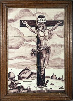 tableau représentant un crucifix avec un homme sur la croix