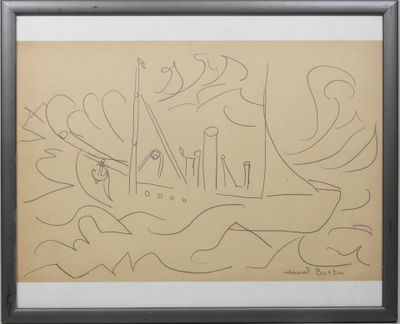 l'image d'un dessin d'un bateau dans un plan d'eau