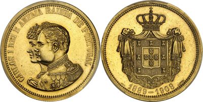 a gold coin with the image of a man in a crown on it