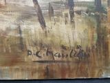 an image of a painting of a giraffe standing in a field