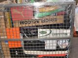 a cart full of items that are wrapped in plastic