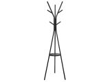 a black coat stand with a shelf underneath it and a coat rack underneath it
