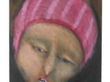 tableau représentant une jeune fille coiffée d'un chapeau rose