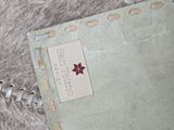 a gray and white rug with a red star on it
