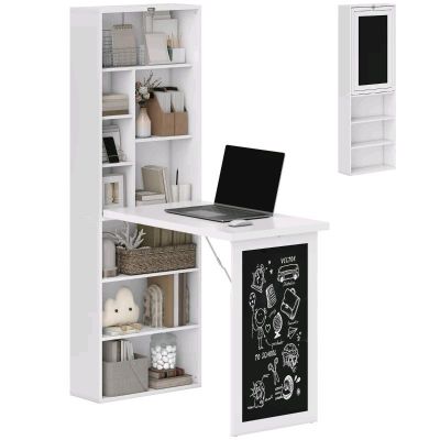 Bureau avec rangement pliable murale rabattable - AOSOM -  Réf : homco - Photo 1