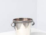 seau à glace plaqué argent avec poignées en corde