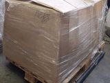a pallet full of boxes sitting on a pallet in a warehouse