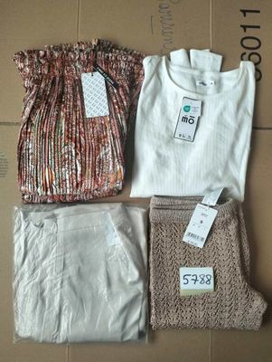 three pieces of clothing sitting on a cardboard box