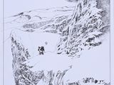 un dessin en noir et blanc représentant un homme sur un snowboard