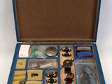 a blue case with a variety of tools inside of it