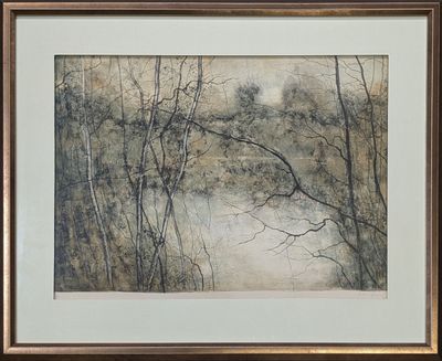 Bernard GANTNER (1928-2018) "Paysage lacustre en hiver"