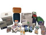 a picture of a variety of medical supplies on a white background