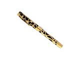 a close up of a pen with a leopard print on it