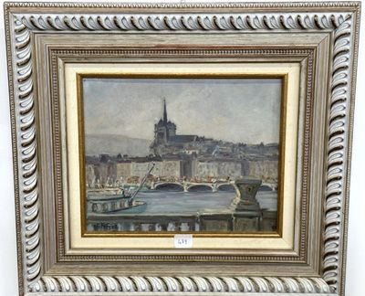 G. FRESET Huile sur isorel « Cathédrale St Pierre à GENEVE »…