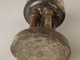 a close up of a metal door knob on a white surface