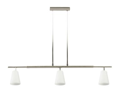 Les trois lampes sont suspendues au plafond, au-dessus de la table.