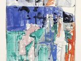 une image représentant un tableau où l'on voit un homme et une femme debout devant un bâtiment