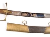 three different types of swords on display on a white surface