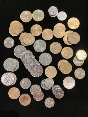 Lot de pièces variées démonétisées du XXème siècle, en franc…