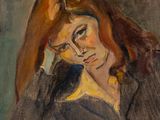 an image of a painting of a woman with a cell phone in her hand