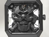 the watch is made out of black plastic and has a black face