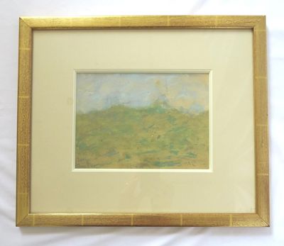 tableau représentant un paysage, dans un cadre doré sur fond blanc