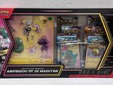 la boîte est ouverte pour montrer le contenu du jeu de cartes Pokémon