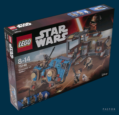 a box of lego star wars sets on a blue background