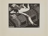 un dessin en noir et blanc d'une femme allongée sur un lit