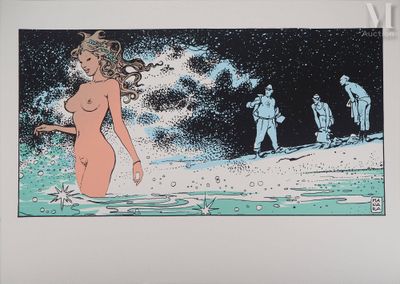 une photo d'une femme nue marchant dans l'eau