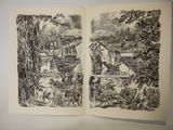 an open book with a drawing of a boat and a boat in the water