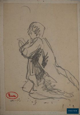 an old drawing of a woman holding a baby in her arms