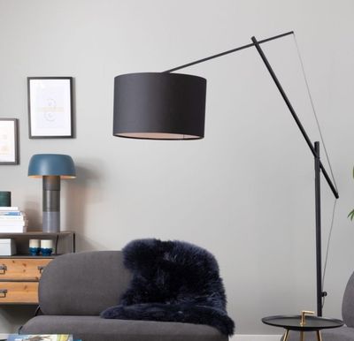 Lampadaire en tissu et métal noir , dimensions: 50x168x210 c…